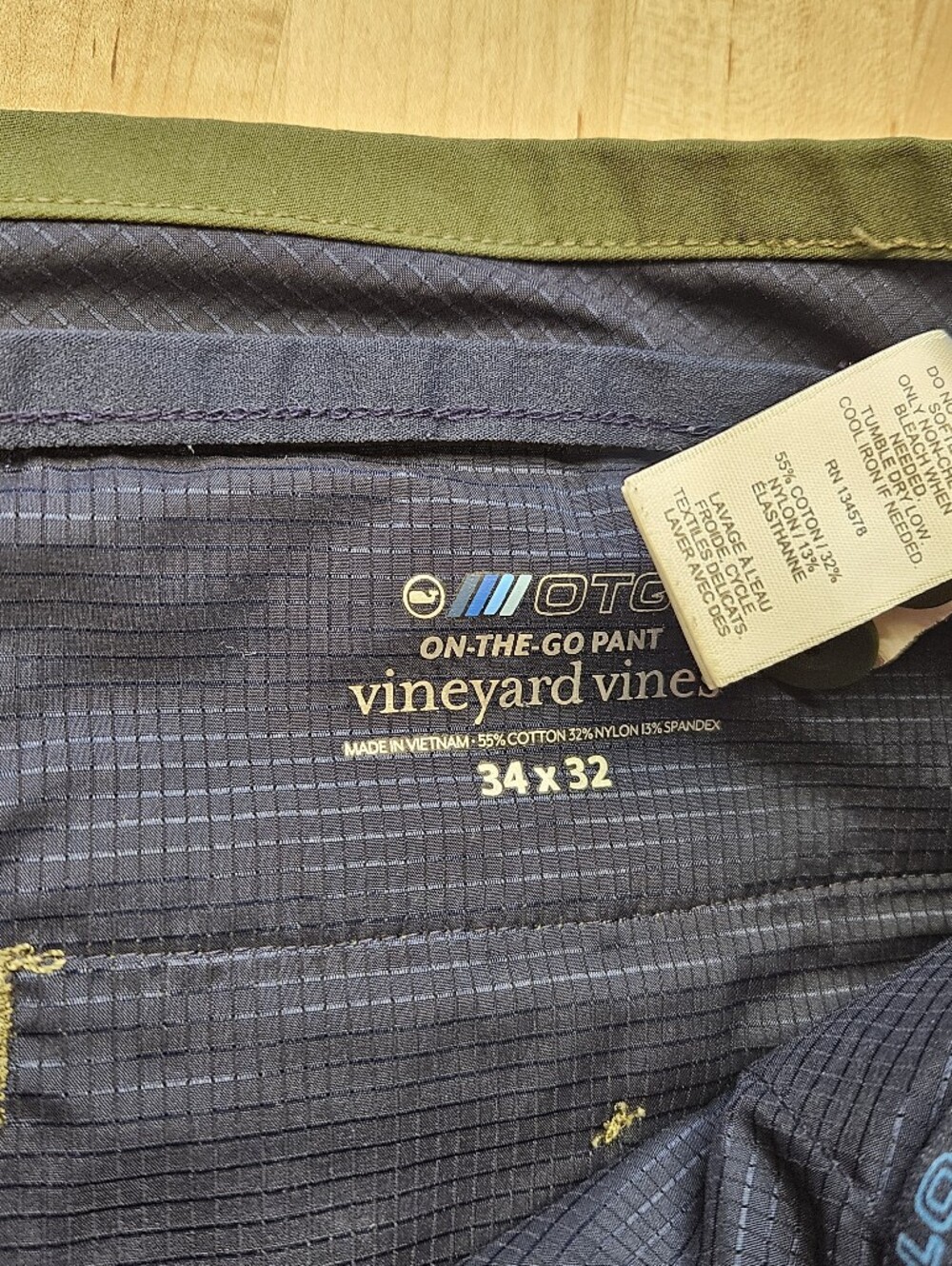 Vineyard Vines OTG Pants Mens 34x32 Green On the Go Performance Chino Golf Beach - Picture 3 of 8